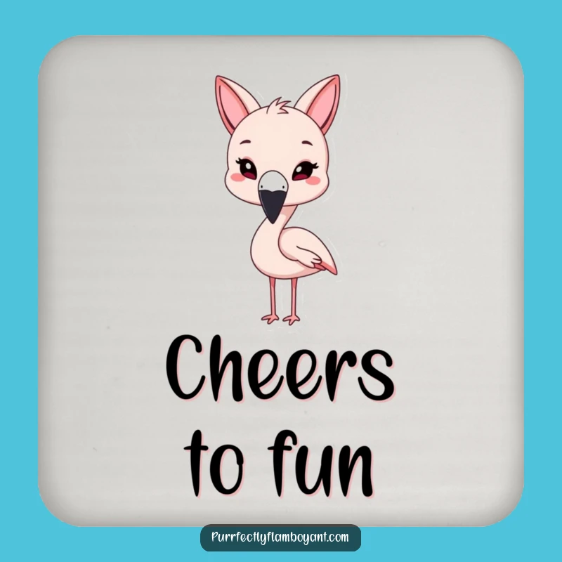 Funny Kawaii Flamingo Cat Ears Coasters, Protect Surfaces & Perfect Funny Gift Set