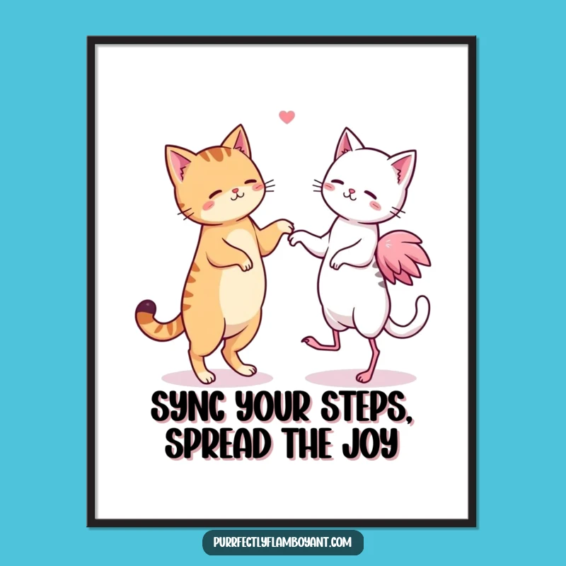 Funny Free Printable Wall Art: Cats Flamingos Dance Downloadable Art Gift