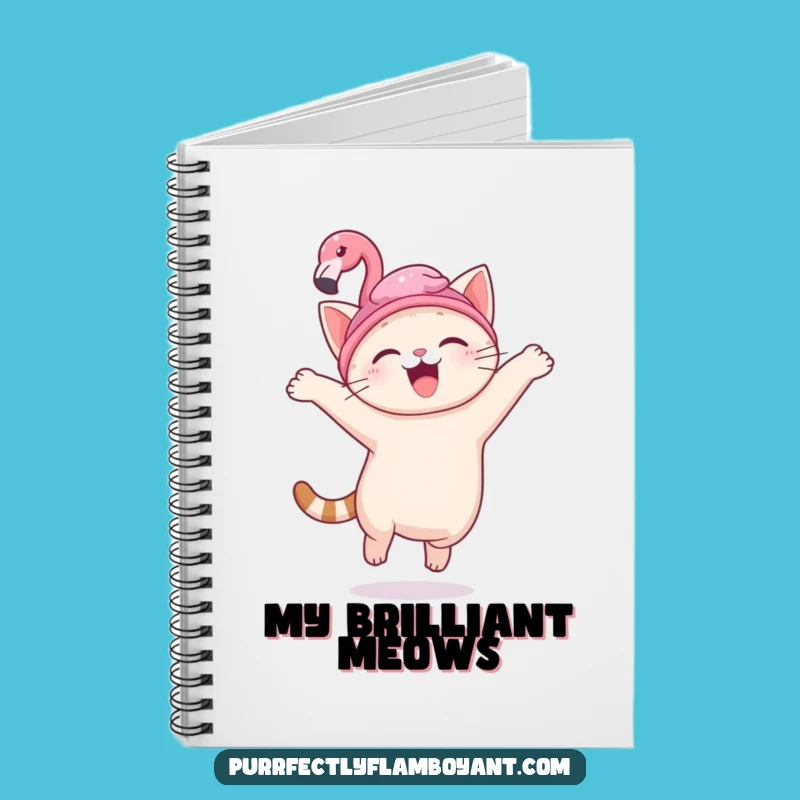 Funny Kawaii Cat Flamingo Hat Notebook, Jot Down Joy & Perfect Funny Gift for Ideas
