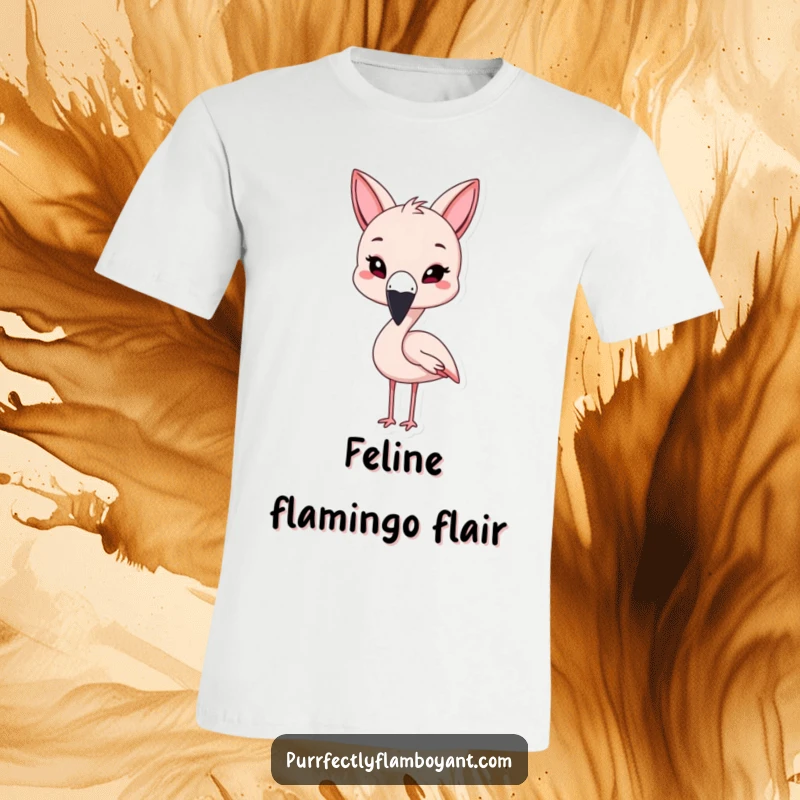 Funny kawaii flamingo with oversized cat ears, playfully winking, a fun and funny gift.