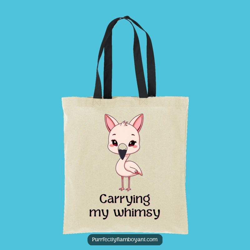 Funny Kawaii Flamingo Cat Ears Tote Bag, Carry Your Playfulness & Perfect Funny Gift