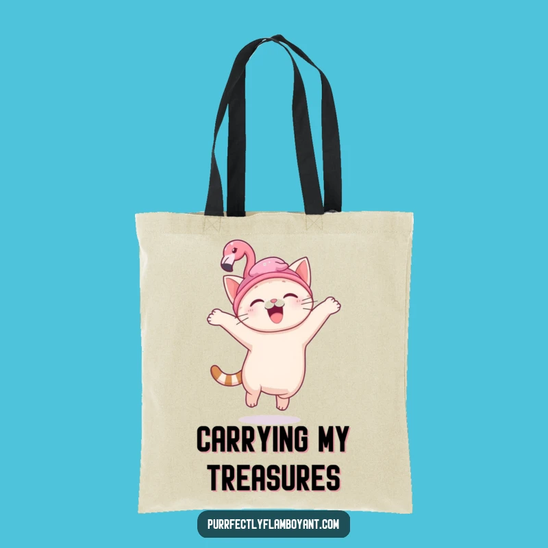 Funny Kawaii Cat Flamingo Hat Tote Bag, Carry Your Joy & Perfect Funny Gift